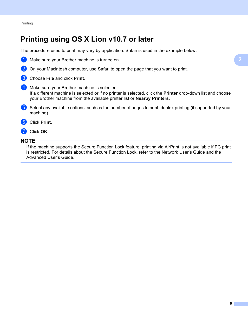 Printing using os x lion v10.7 or later | Brother MFC-J4310DW User Manual | Page 9 / 13