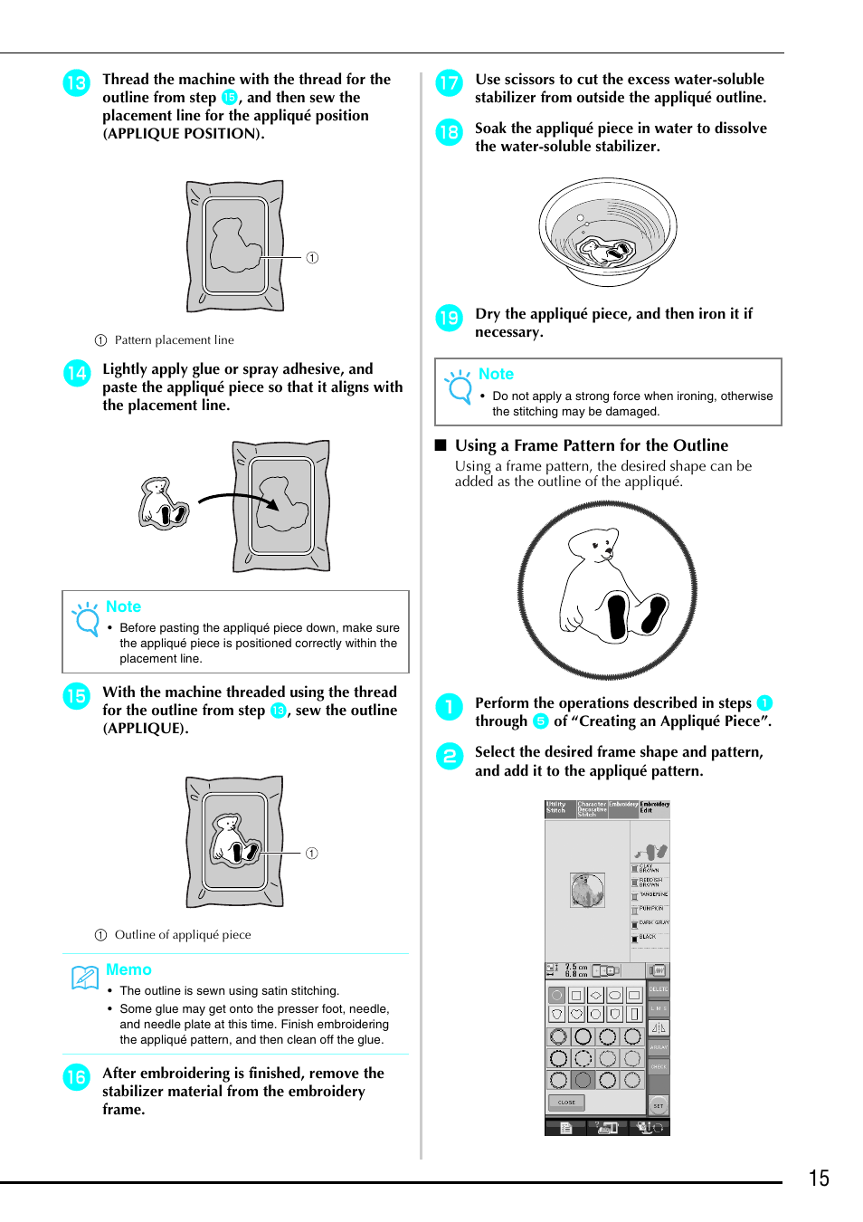 Using a frame pattern for the outline | Brother Innov-is 4750D User Manual | Page 16 / 26
