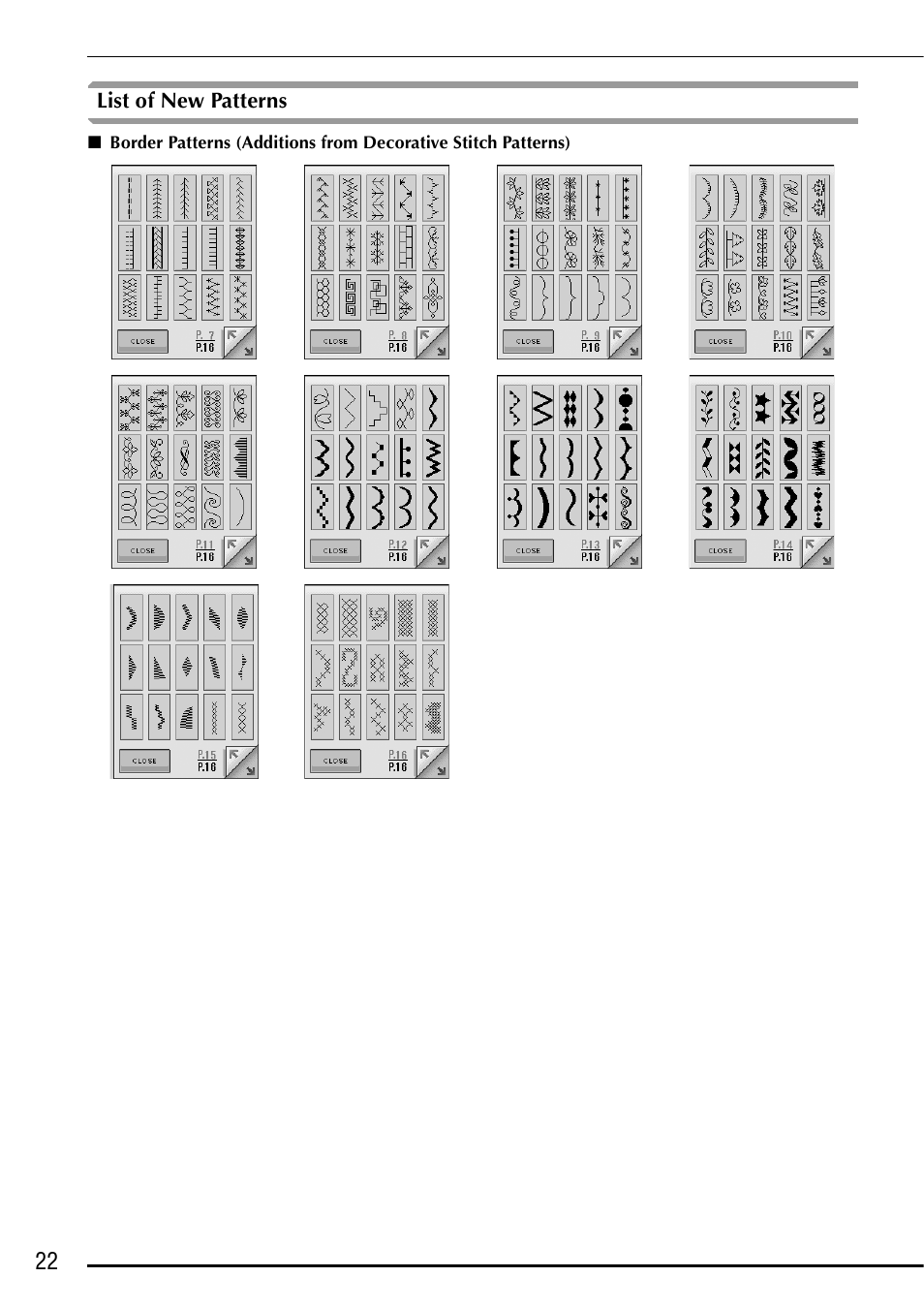 List of new patterns | Brother Innov-is 4750D User Manual | Page 23 / 26