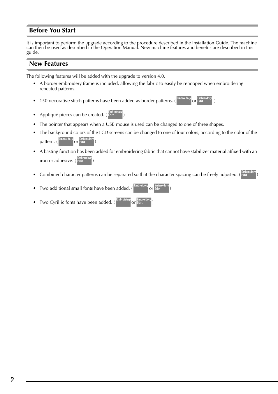 Before you start, New features, Before you start new features | Brother Innov-is 4750D User Manual | Page 3 / 26