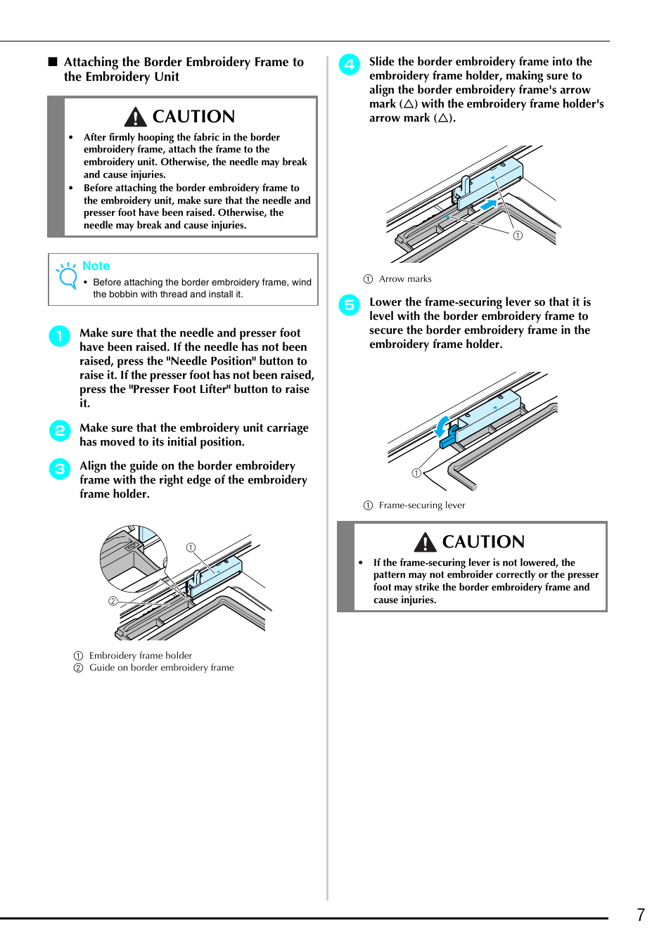 Caution | Brother Innov-is 4750D User Manual | Page 8 / 26