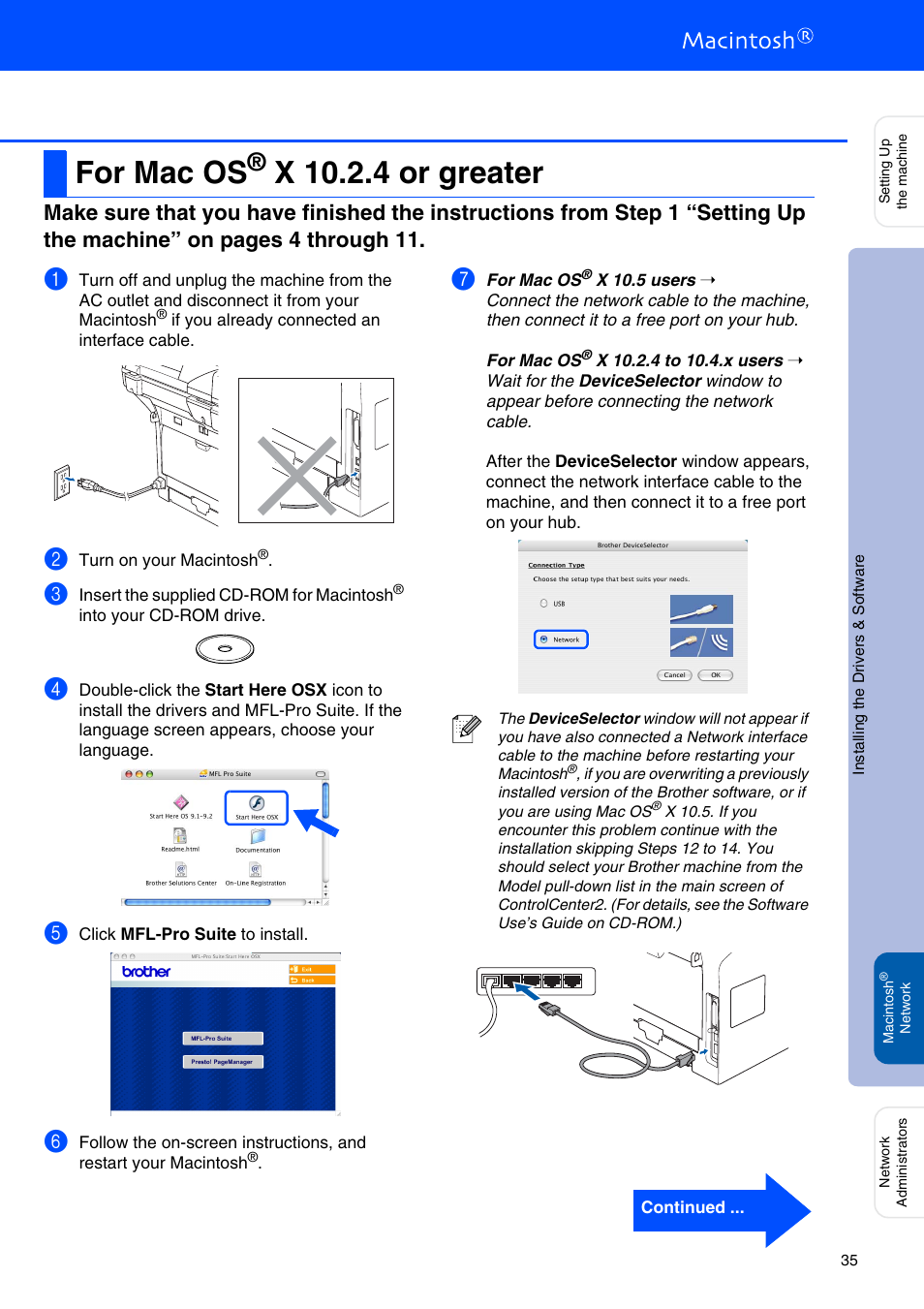 For mac os® x 10.2.4 or greater, For mac os, X 10.2.4 or greater | Brother MFC-8670DN User Manual | Page 37 / 48