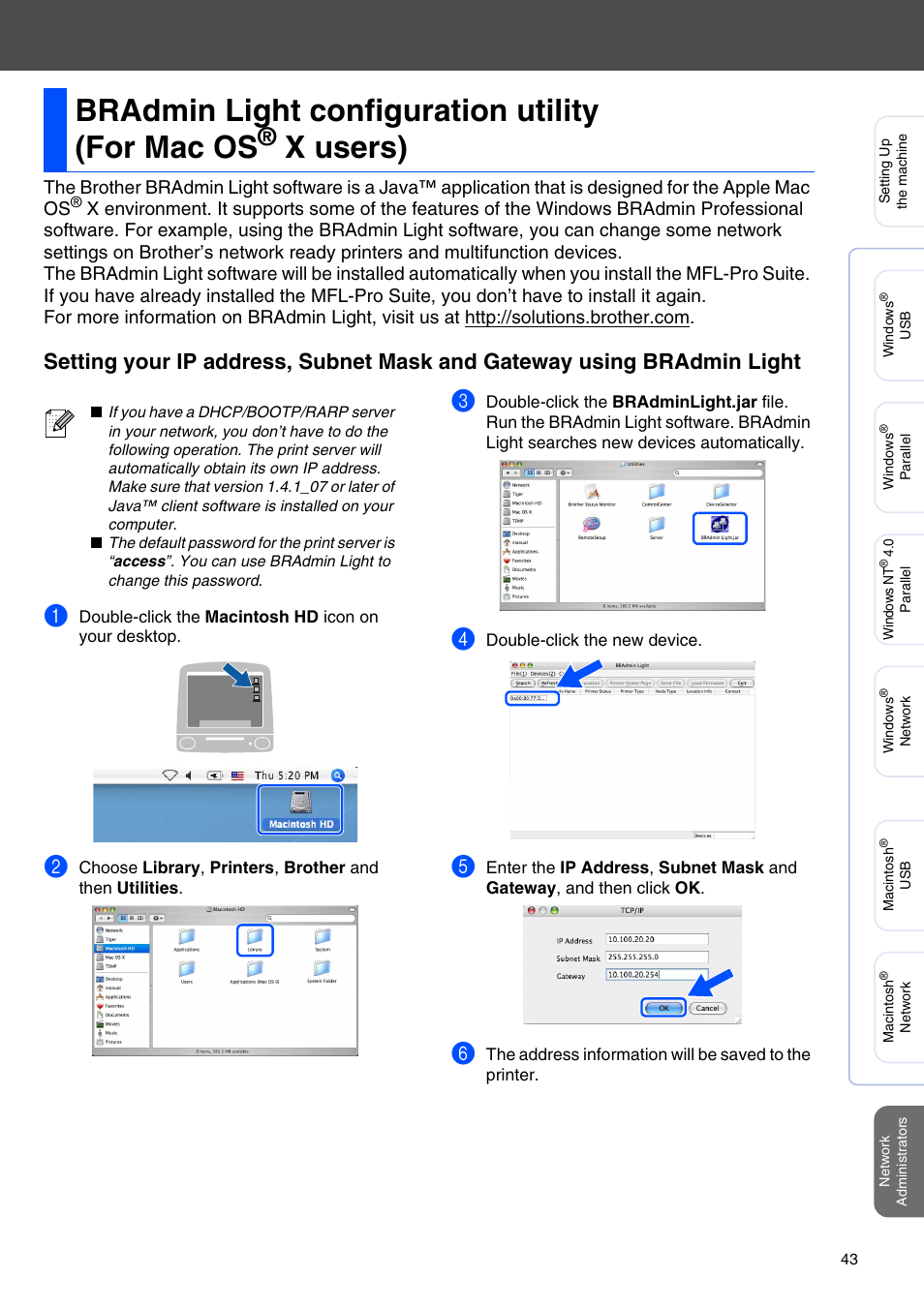 Bradmin light configuration utility (for mac os, X users) | Brother MFC-8670DN User Manual | Page 45 / 48