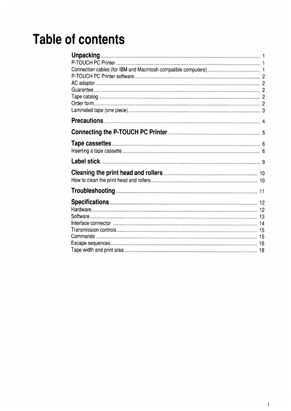 Brother P-TOUCH PC User Manual | Page 3 / 22