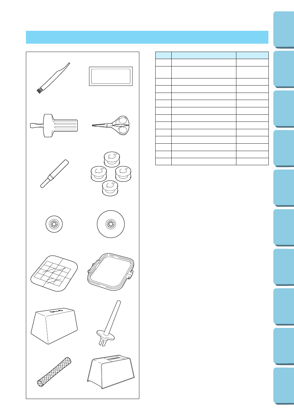 Accesorios | Brother PE-170D User Manual | Page 81 / 147