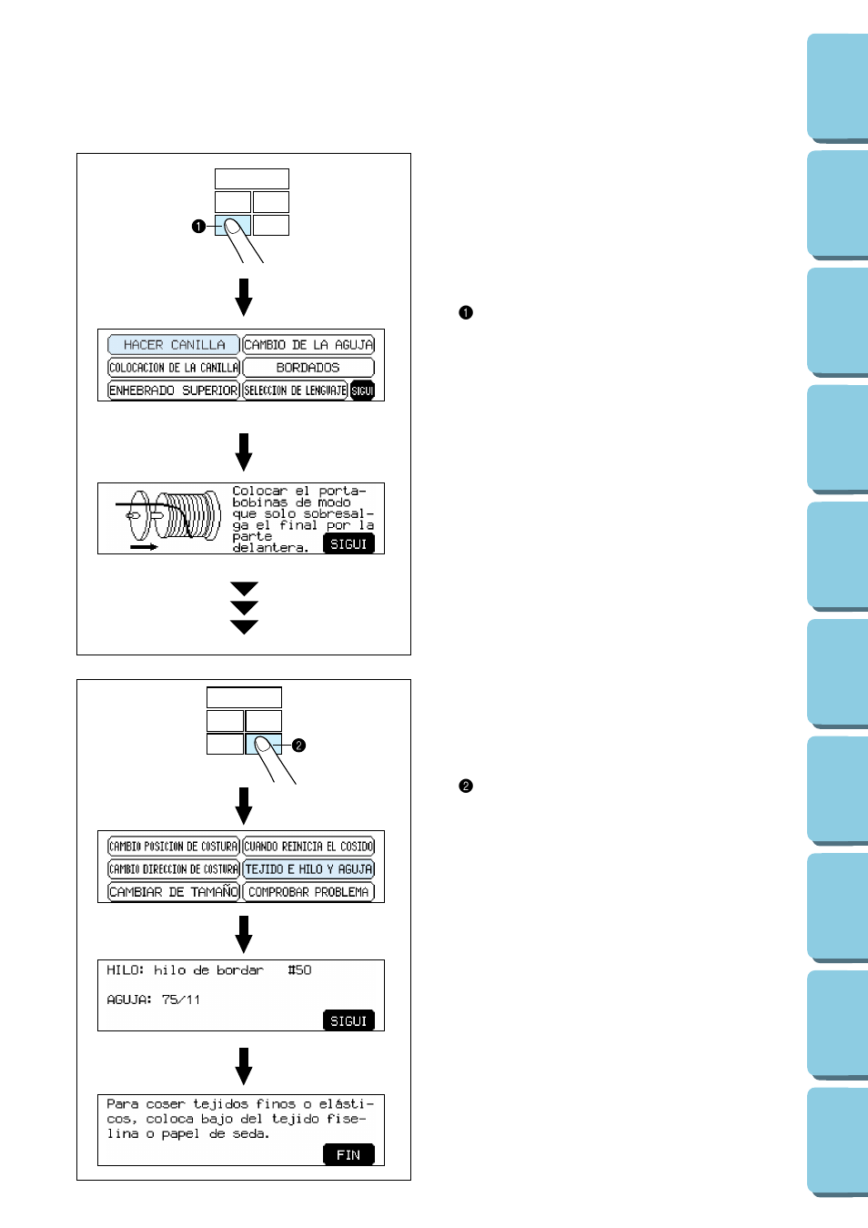 Ejemplo: para consultar cómo enrollar la bobina | Brother PE-170D User Manual | Page 85 / 147