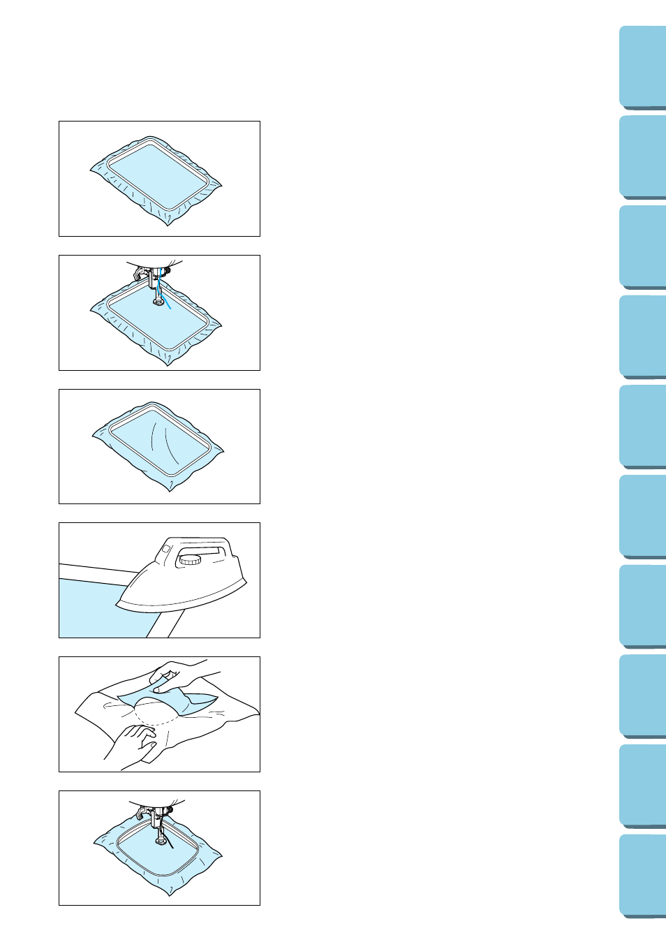 Tejidos delgados como organza o batista de algodón, Tejidos elásticos como jerseys | Brother PE-170D User Manual | Page 94 / 147