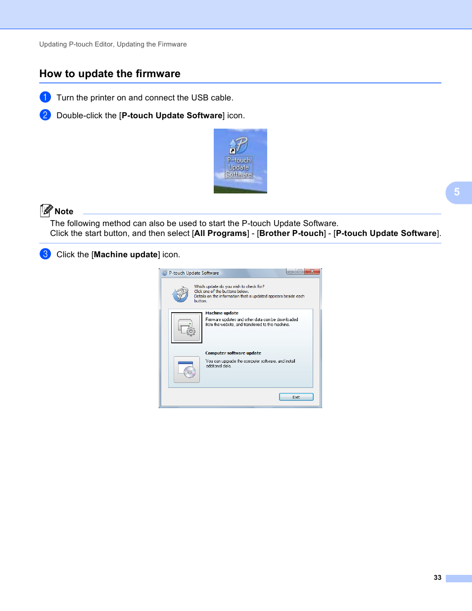 How to update the firmware, 5how to update the firmware | Brother RJ-4040 User Manual | Page 36 / 41