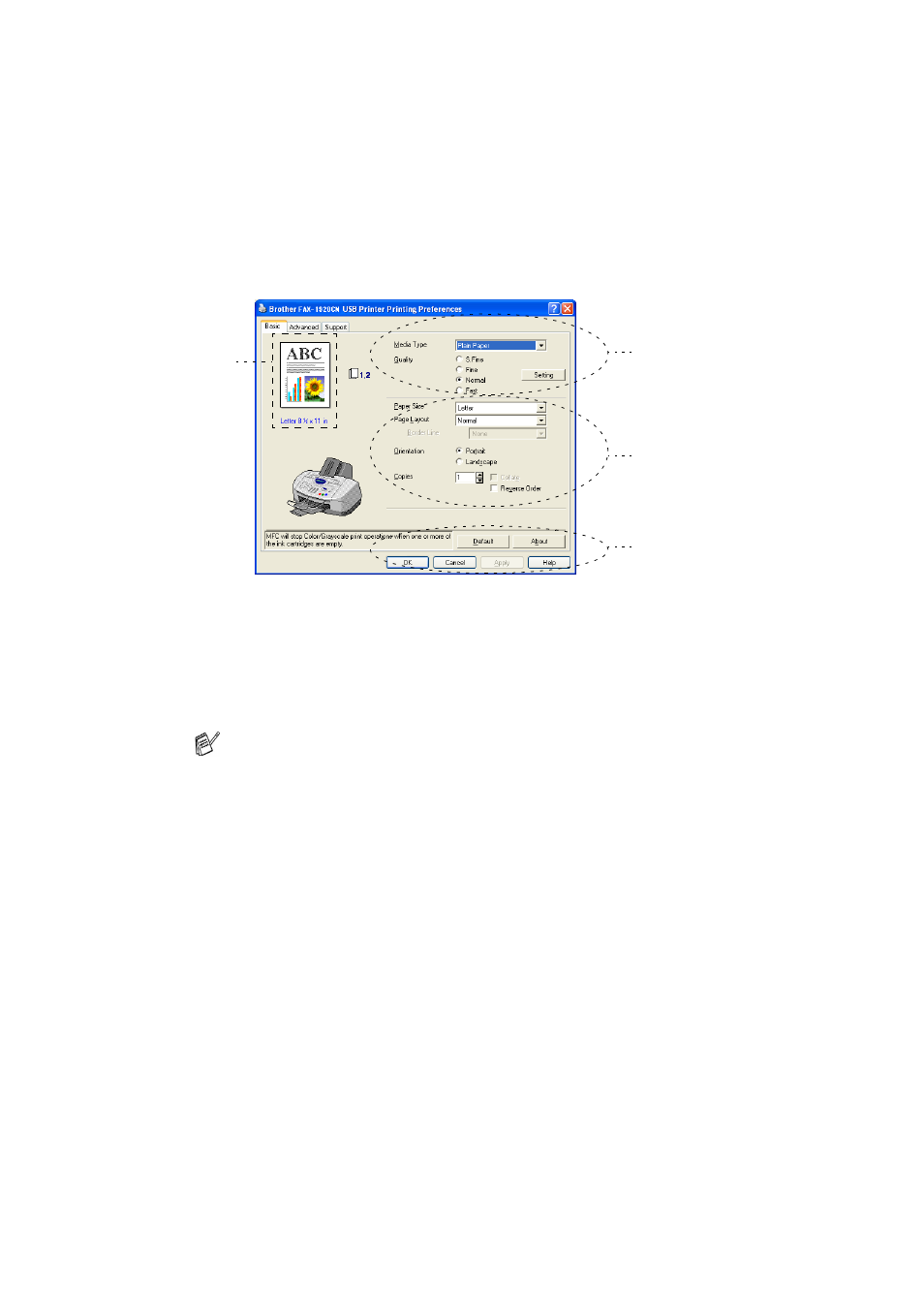 Basic tab, Basic tab -5 | Brother FAX 1920CN User Manual | Page 10 / 66