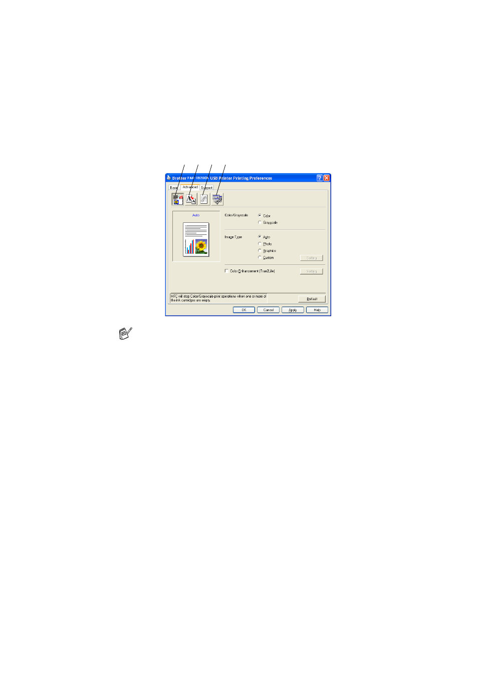 Advanced tab, Advanced tab -10 | Brother FAX 1920CN User Manual | Page 15 / 66