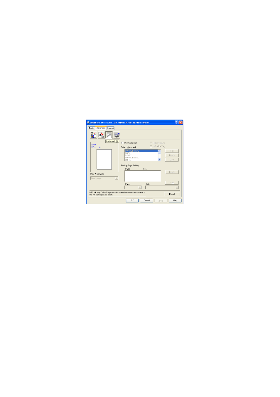 2000 professional/xp only) -17, Print watermark -17 | Brother FAX 1920CN User Manual | Page 22 / 66