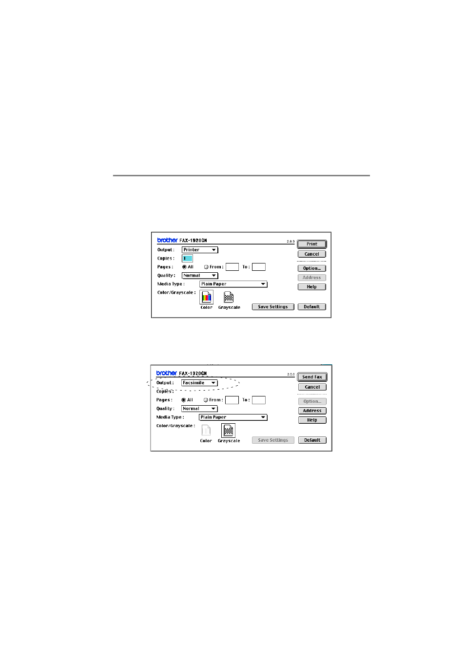 Sending a fax from your macintosh® application, For mac os® 8.6 - 9.2 users, Sending a fax from your macintosh | Application -6, For mac os, 6 - 9.2 users -6, Application | Brother FAX 1920CN User Manual | Page 53 / 66