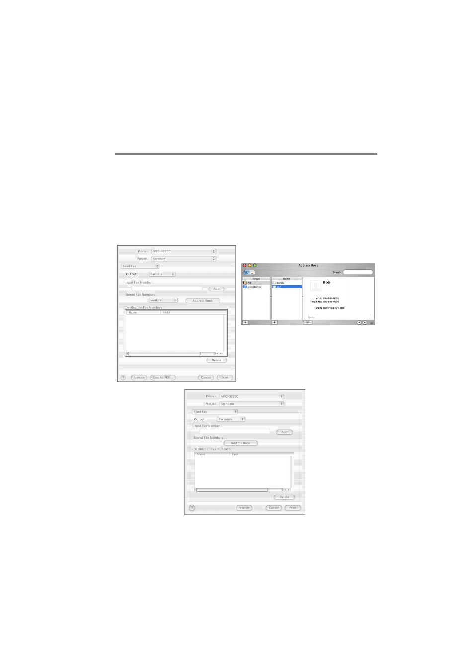 Drag a vcard from the mac os, X address book, Application -10 | X address book application | Brother FAX 1920CN User Manual | Page 57 / 66