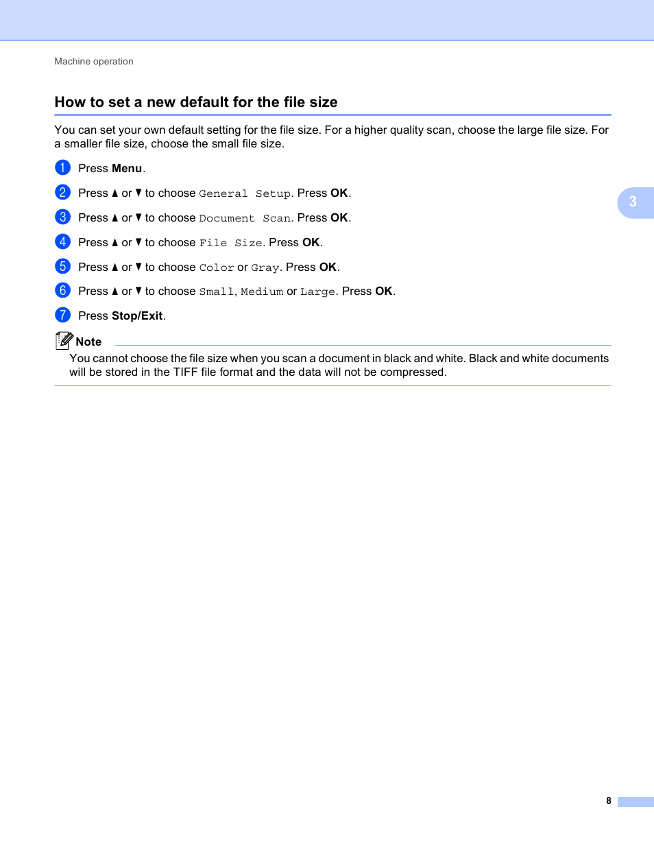 How to set a new default for the file size, 3how to set a new default for the file size | Brother MFC-8710DW User Manual | Page 11 / 27