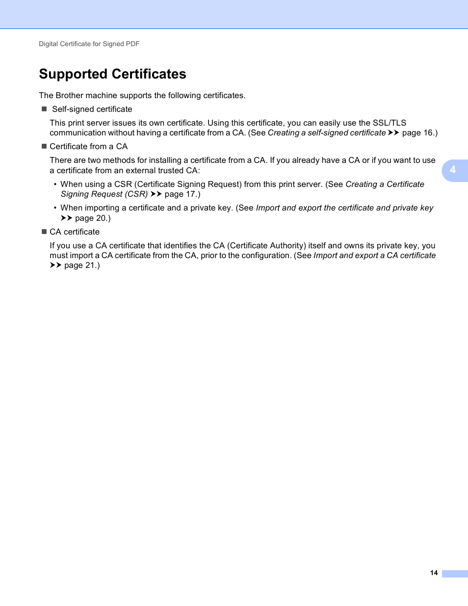 Supported certificates | Brother MFC-8710DW User Manual | Page 17 / 27