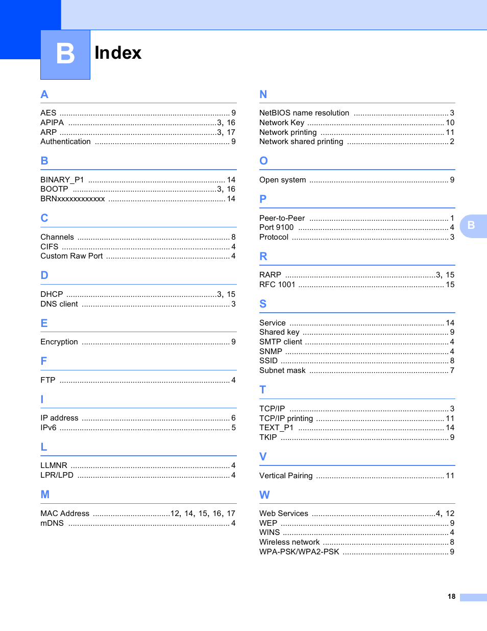 Index | Brother MFC-J430W User Manual | Page 21 / 21