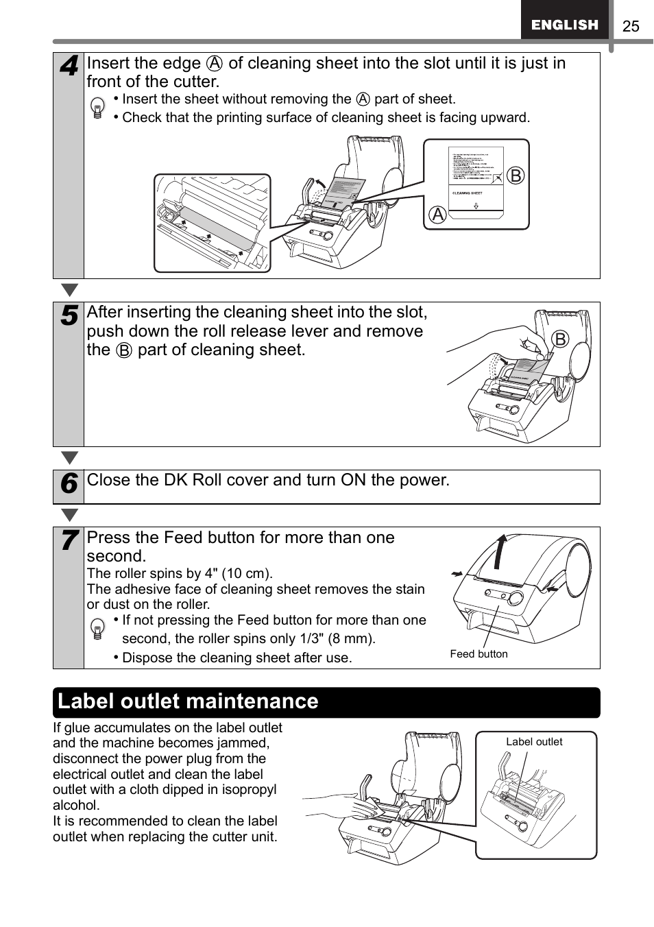 Label outlet maintenance | Brother QL-500 User Manual | Page 25 / 62
