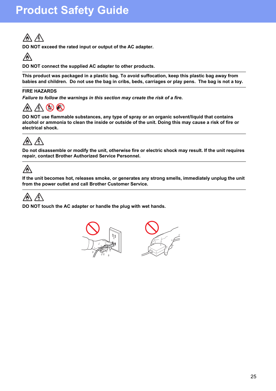 Product safety guide | Brother ADS-1500W User Manual | Page 25 / 34
