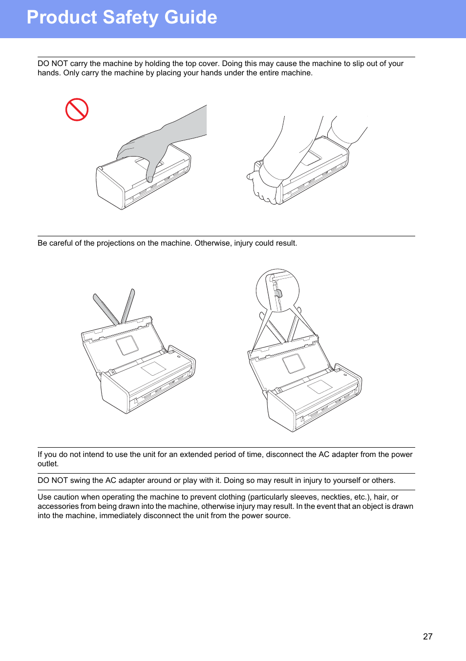 Product safety guide | Brother ADS-1500W User Manual | Page 27 / 34