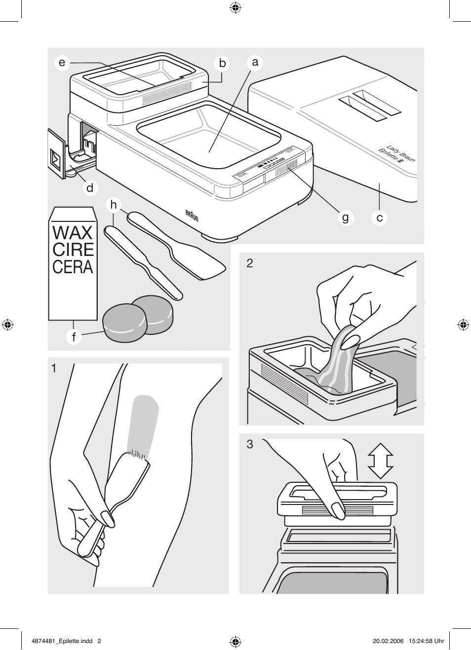 Wax cire cera | Braun CC20 Lady Braun Epilette 2 User Manual | Page 2 / 13