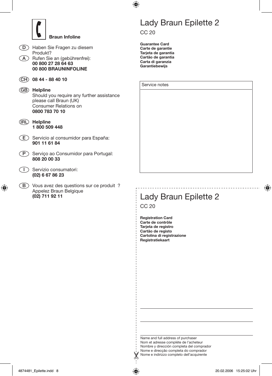 Ölady braun epilette 2, Lady braun epilette 2 | Braun CC20 Lady Braun Epilette 2 User Manual | Page 8 / 13