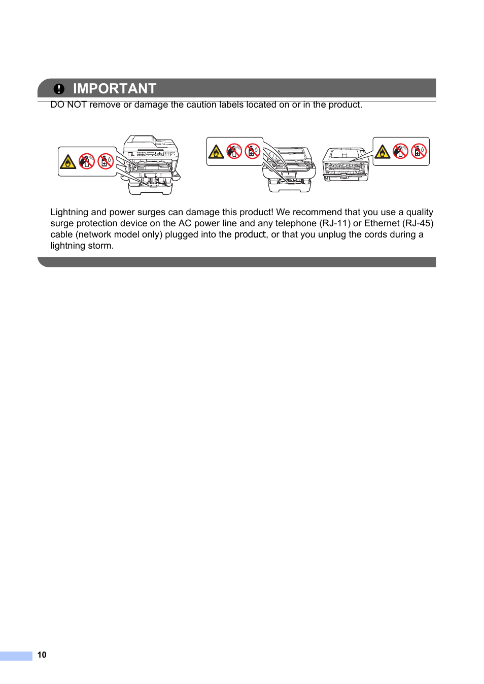 Important | Brother HL-2240 User Manual | Page 10 / 21