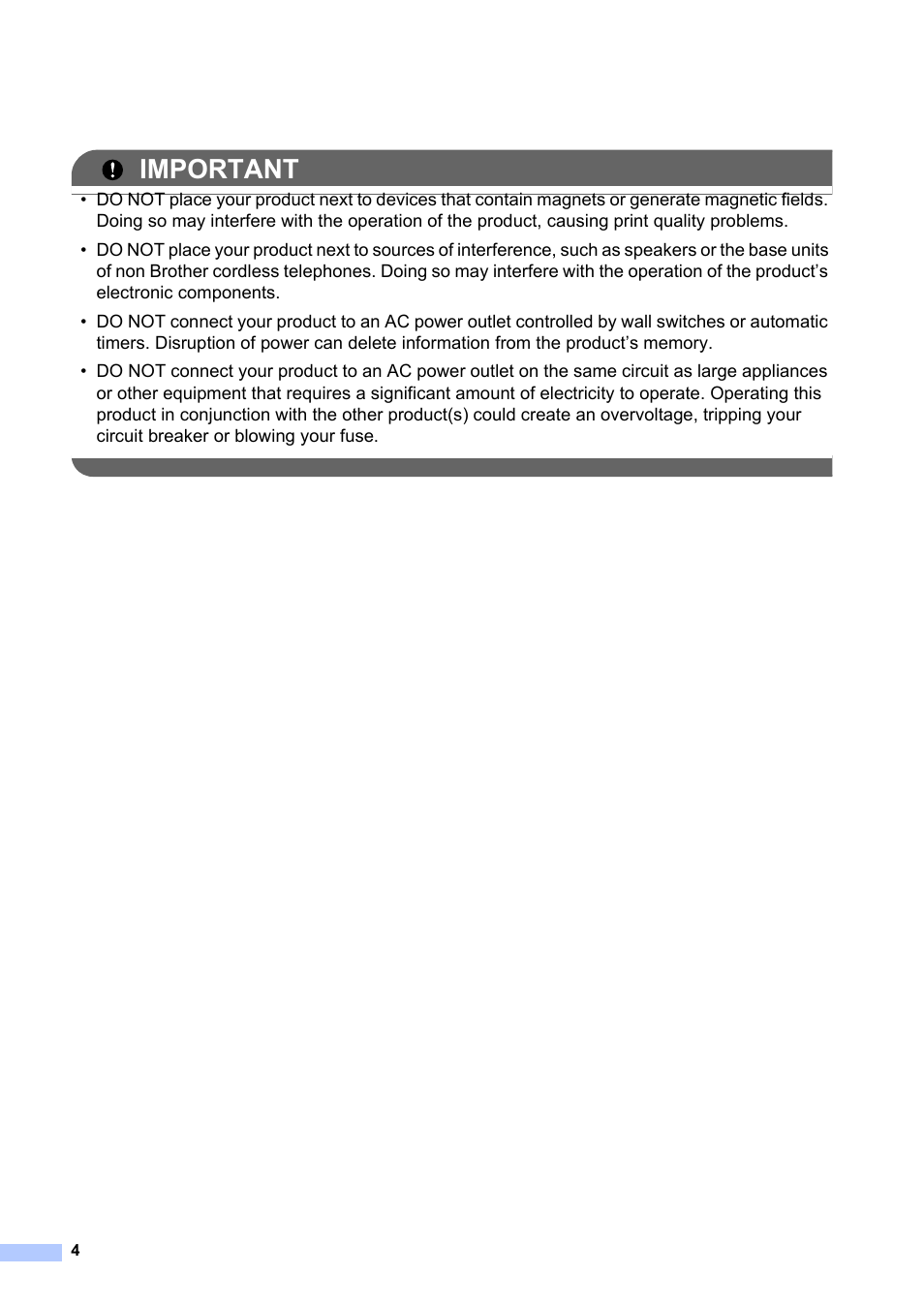 Important | Brother HL-2240 User Manual | Page 4 / 21