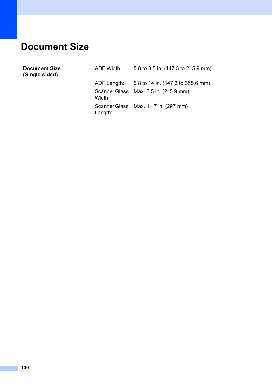 Document size | Brother MFC 7860DW User Manual | Page 146 / 162