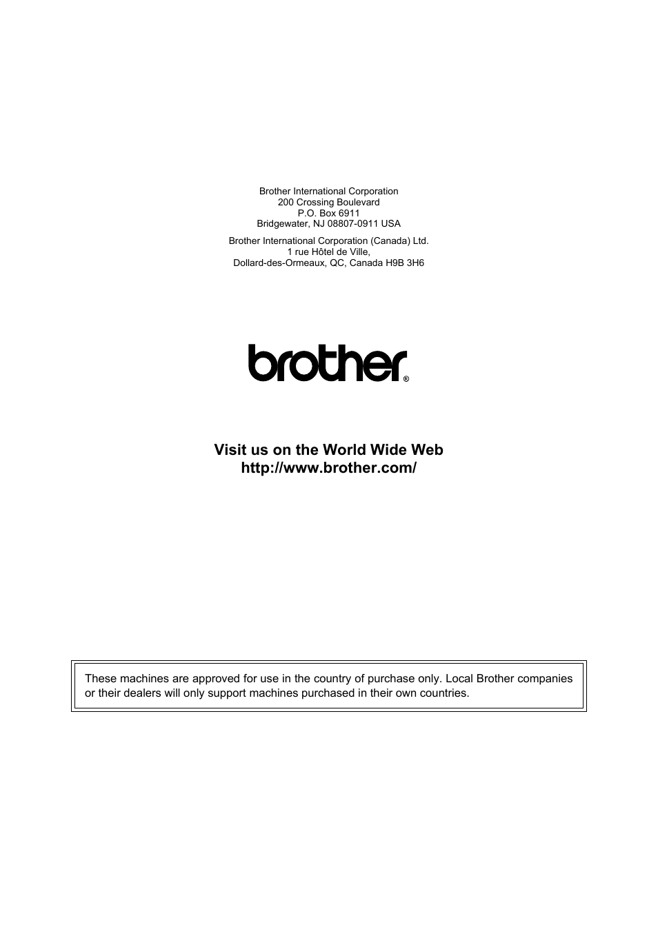 Brother usa/can | Brother MFC 7860DW User Manual | Page 162 / 162