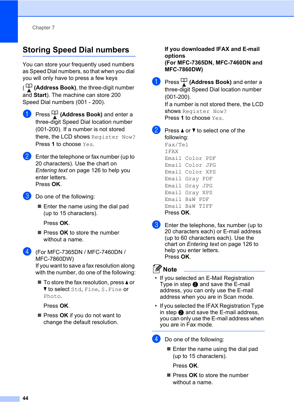 Storing speed dial numbers | Brother MFC 7860DW User Manual | Page 60 / 162