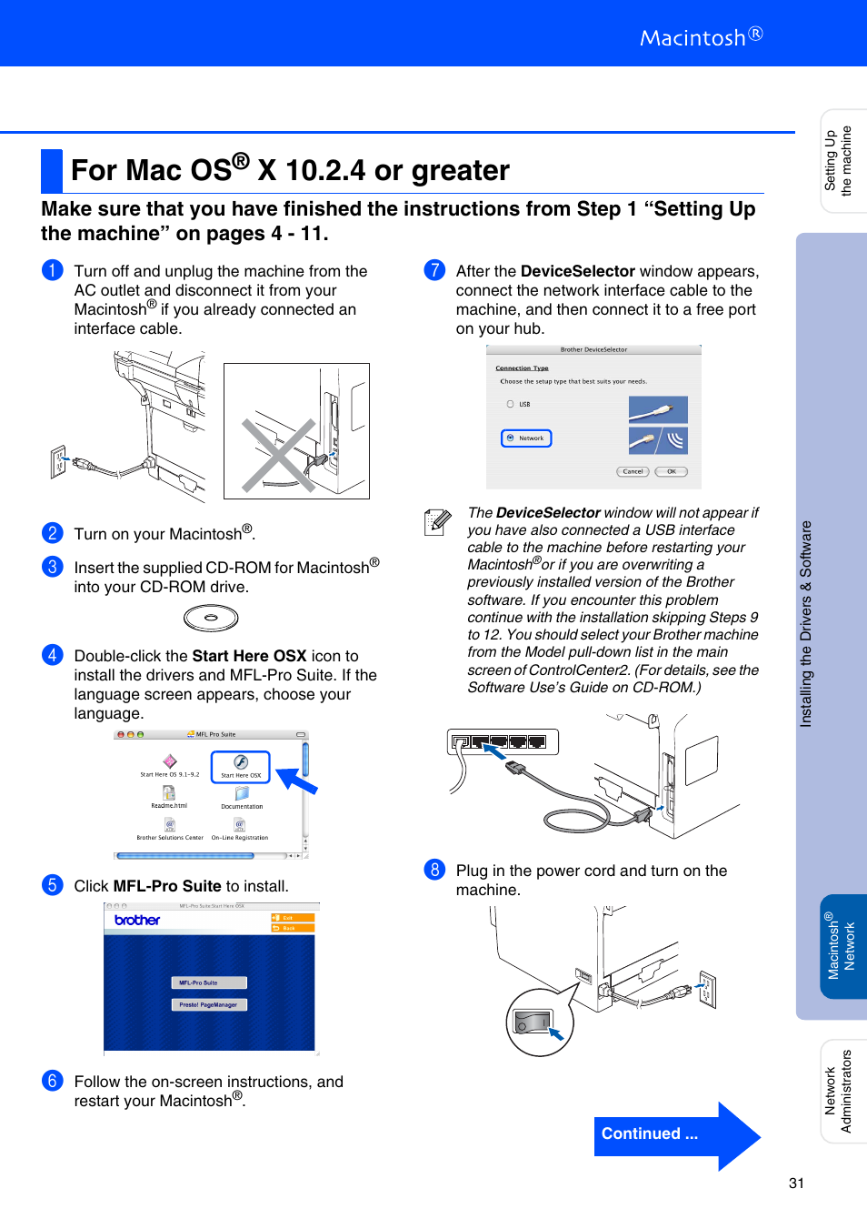 For mac os® x 10.2.4 or greater, For mac os, X 10.2.4 or greater | Brother MFC-8460N User Manual | Page 33 / 41