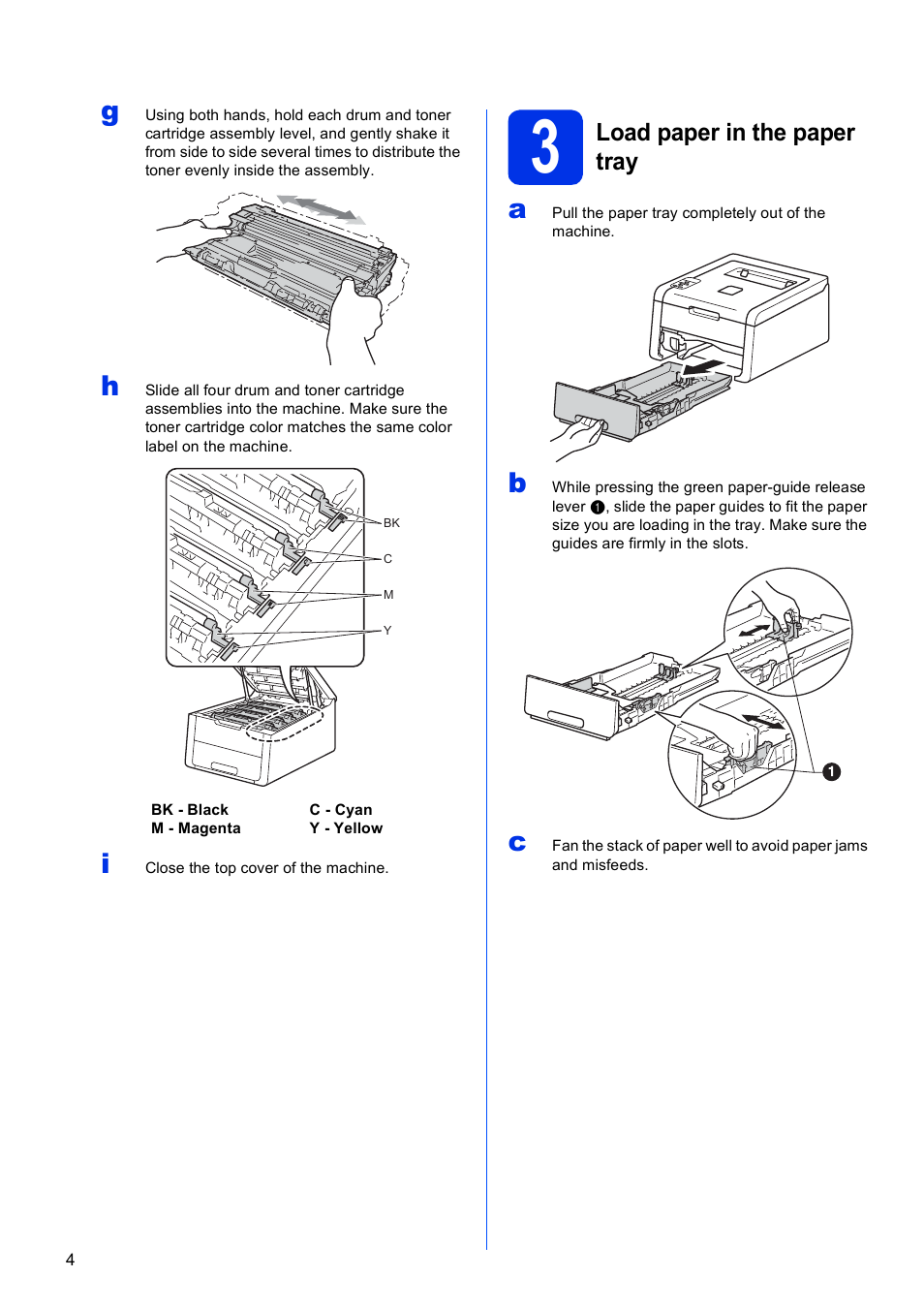 3 load paper in the paper tray | Brother HL-3140CW User Manual | Page 4 / 34
