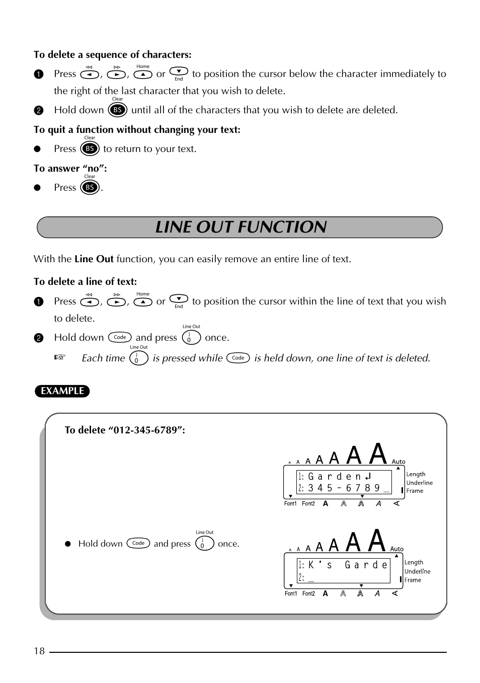 Line out function | Brother PT-1960 User Manual | Page 26 / 104