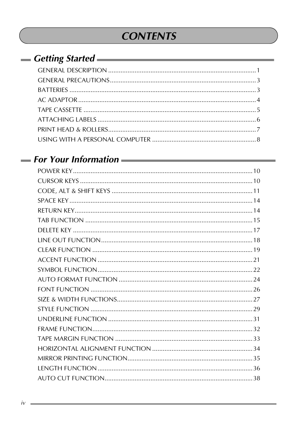 Brother PT-1960 User Manual | Page 6 / 104