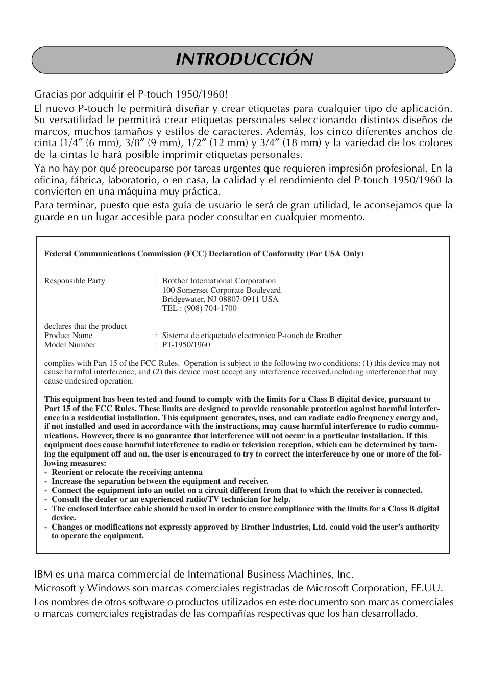 Introducción | Brother PT-1960 User Manual | Page 64 / 104