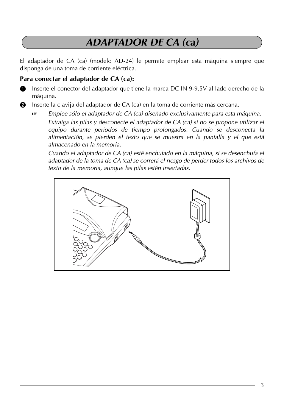 Adaptador de ca (ca) | Brother PT-1960 User Manual | Page 69 / 104