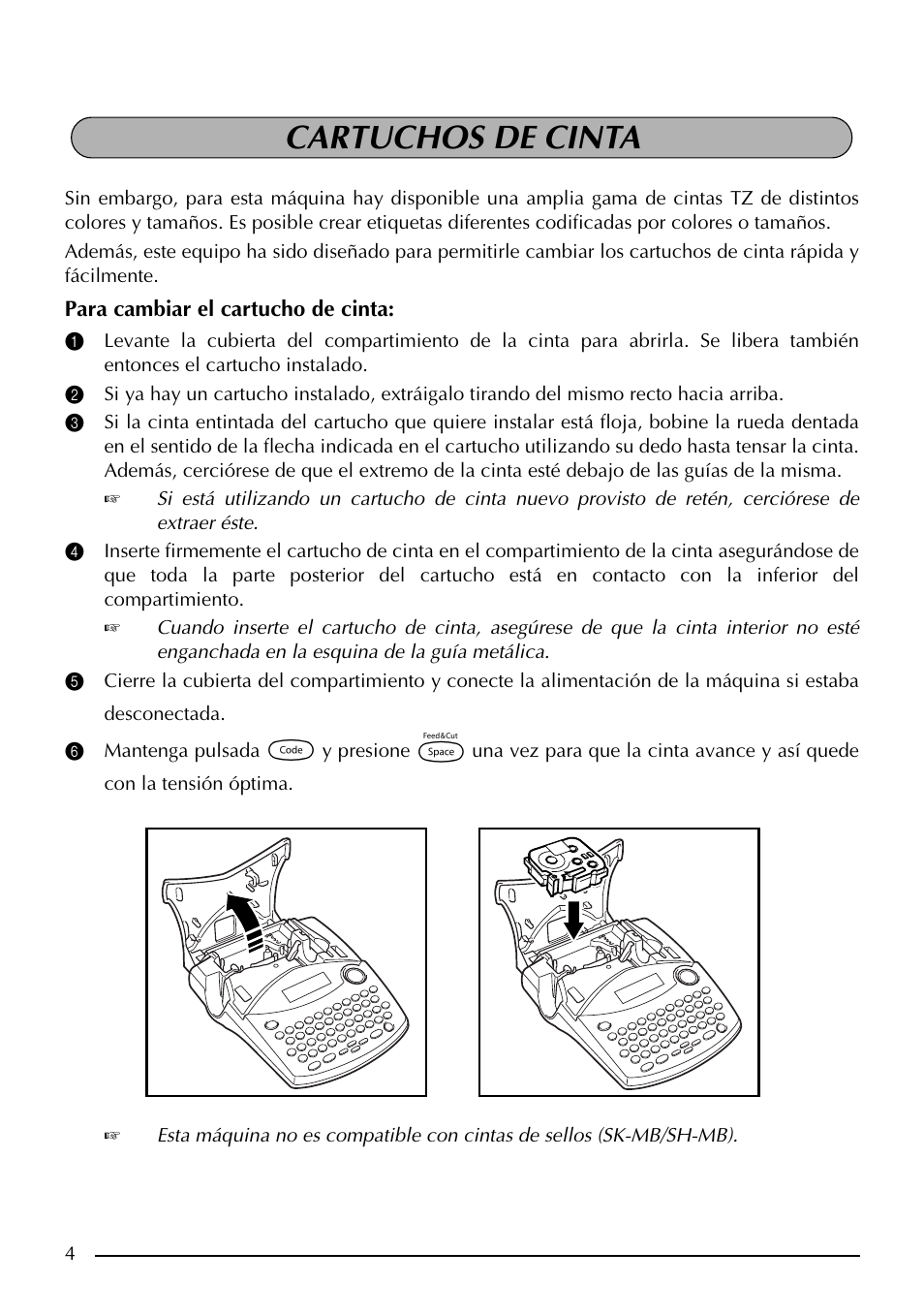 Cartuchos de cinta | Brother PT-1960 User Manual | Page 70 / 104