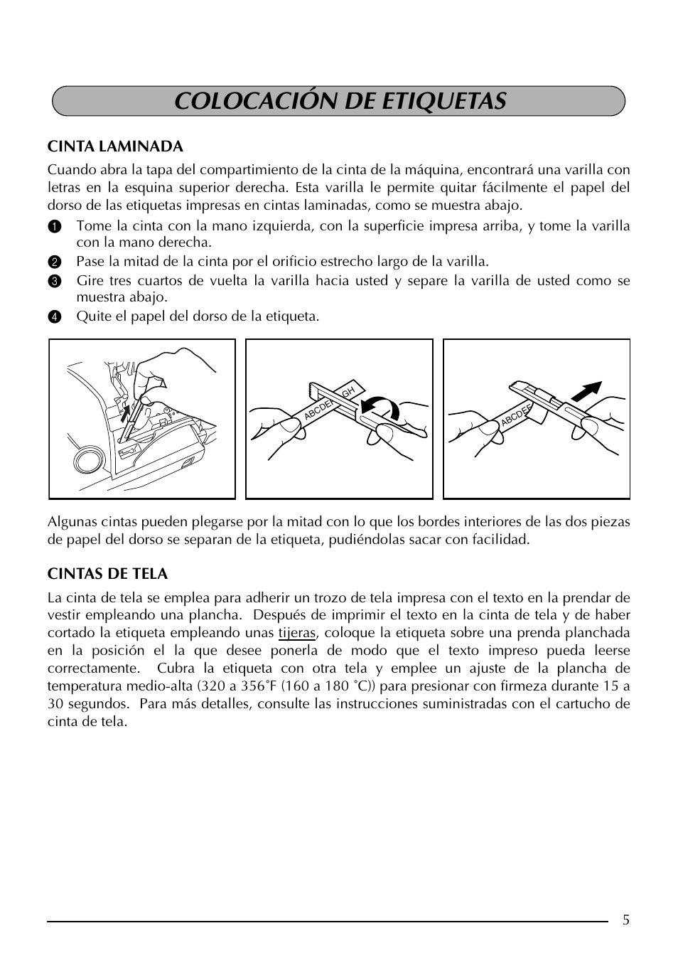 Colocación de etiquetas | Brother PT-1960 User Manual | Page 71 / 104