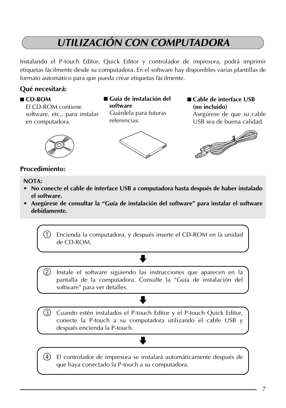 Utilización con computadora | Brother PT-1960 User Manual | Page 73 / 104