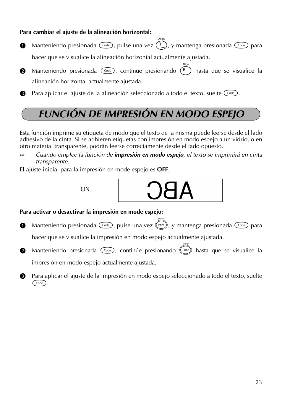 Función de impresión en modo espejo | Brother PT-1960 User Manual | Page 89 / 104
