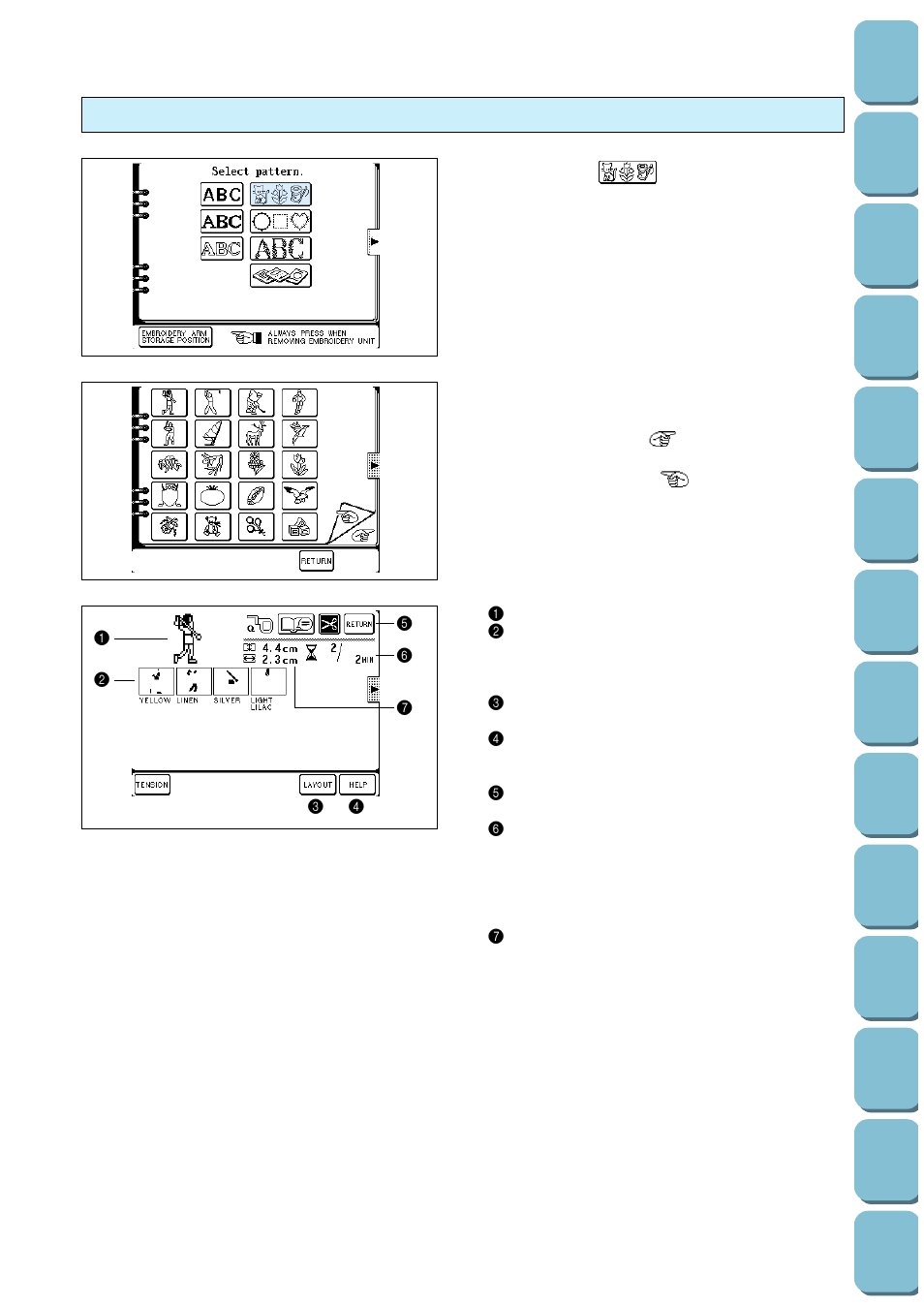 Selecting one-point patterns | Brother PC-8500 8500D User Manual | Page 114 / 196