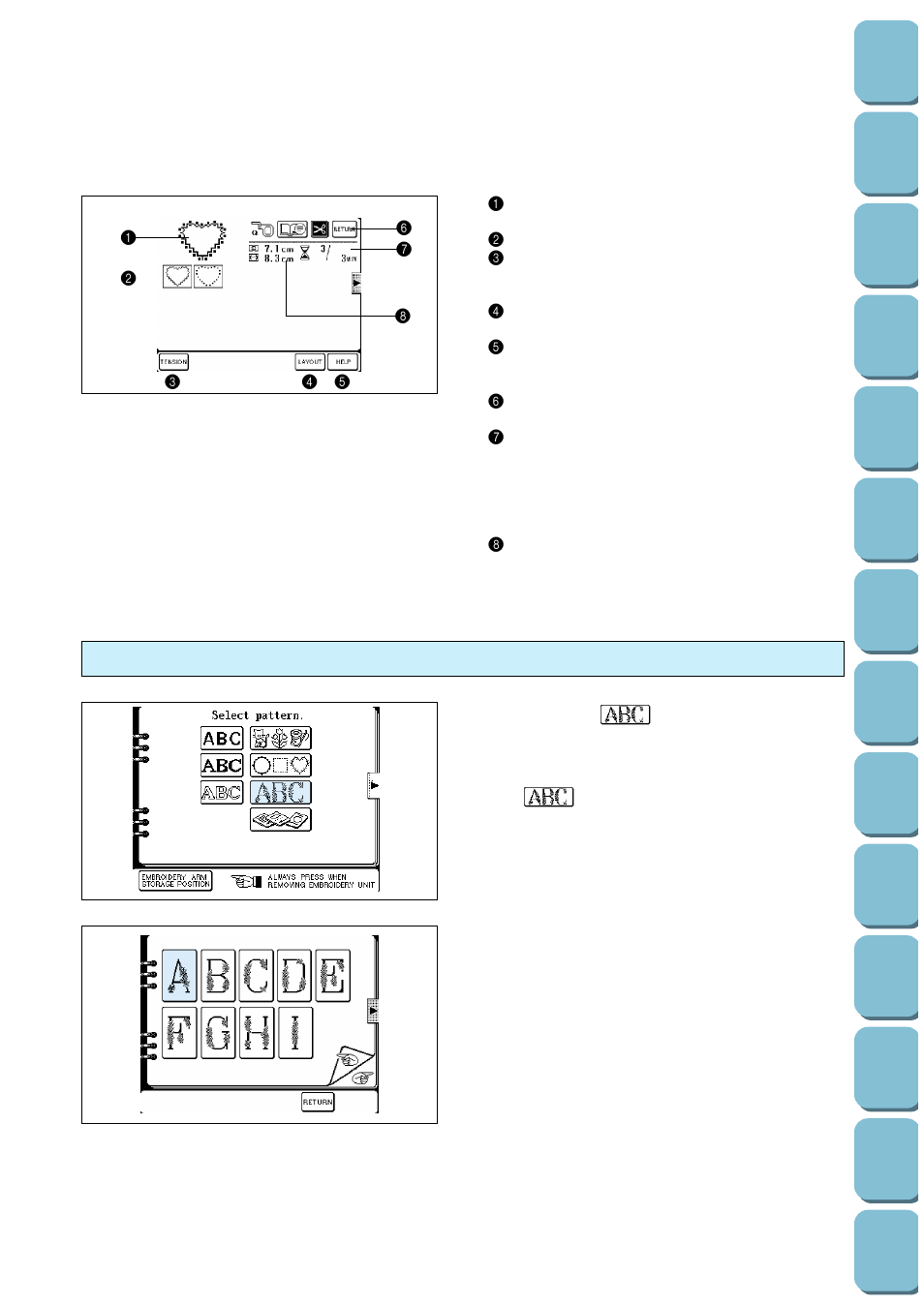 Selecting floral alphabets | Brother PC-8500 8500D User Manual | Page 116 / 196