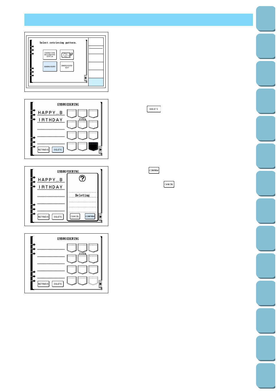 Deleting a stored pattern | Brother PC-8500 8500D User Manual | Page 162 / 196