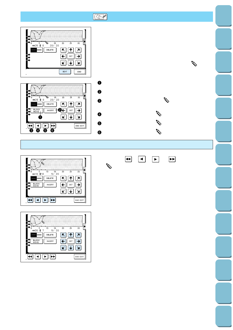 Editing an existing, Moving a point | Brother PC-8500 8500D User Manual | Page 167 / 196