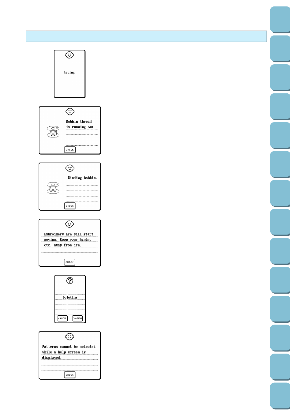 Instruction messages | Brother PC-8500 8500D User Manual | Page 181 / 196