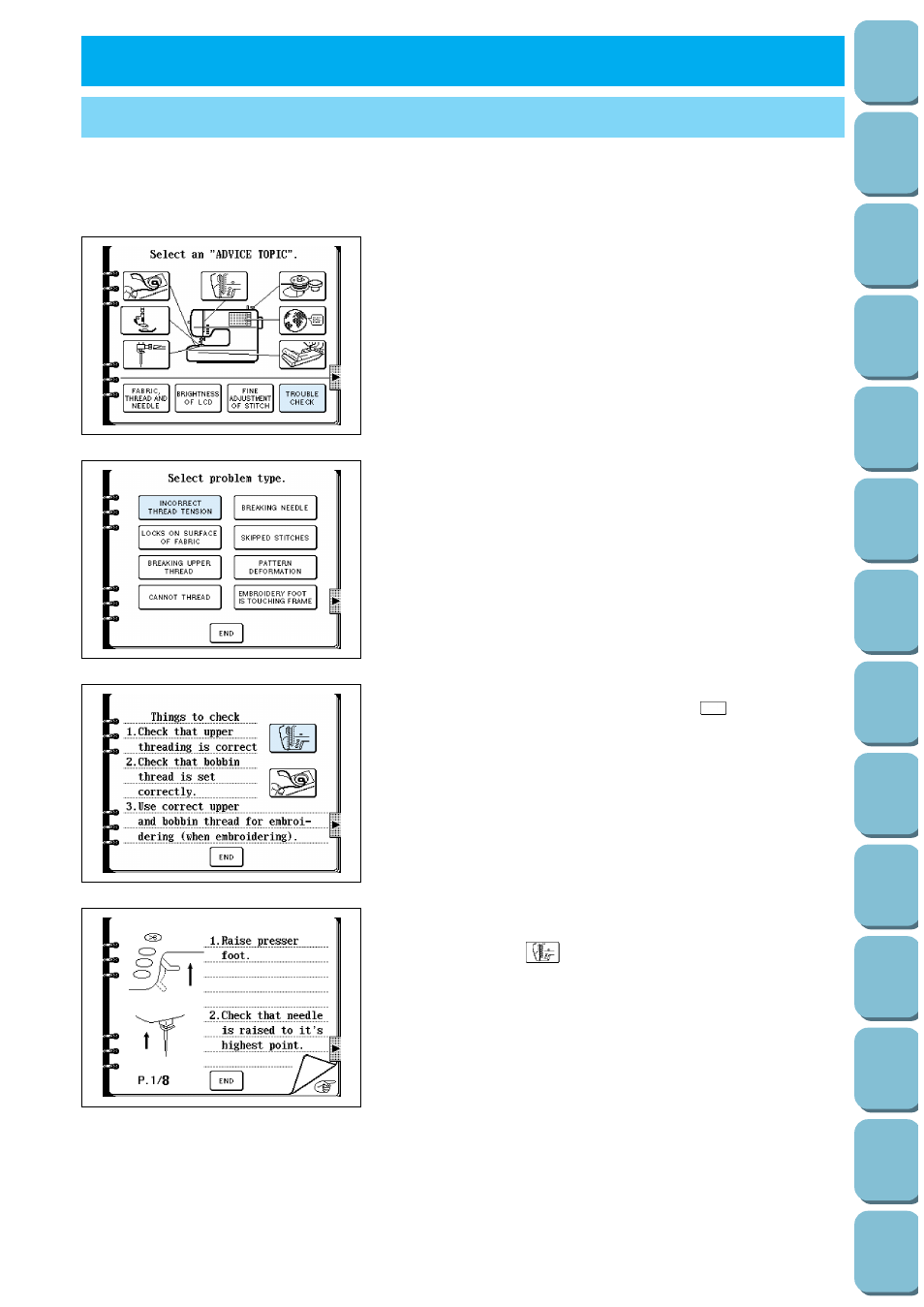 Trouble, Shooting, Troubleshooting | Using the “operation guide” key | Brother PC-8500 8500D User Manual | Page 183 / 196