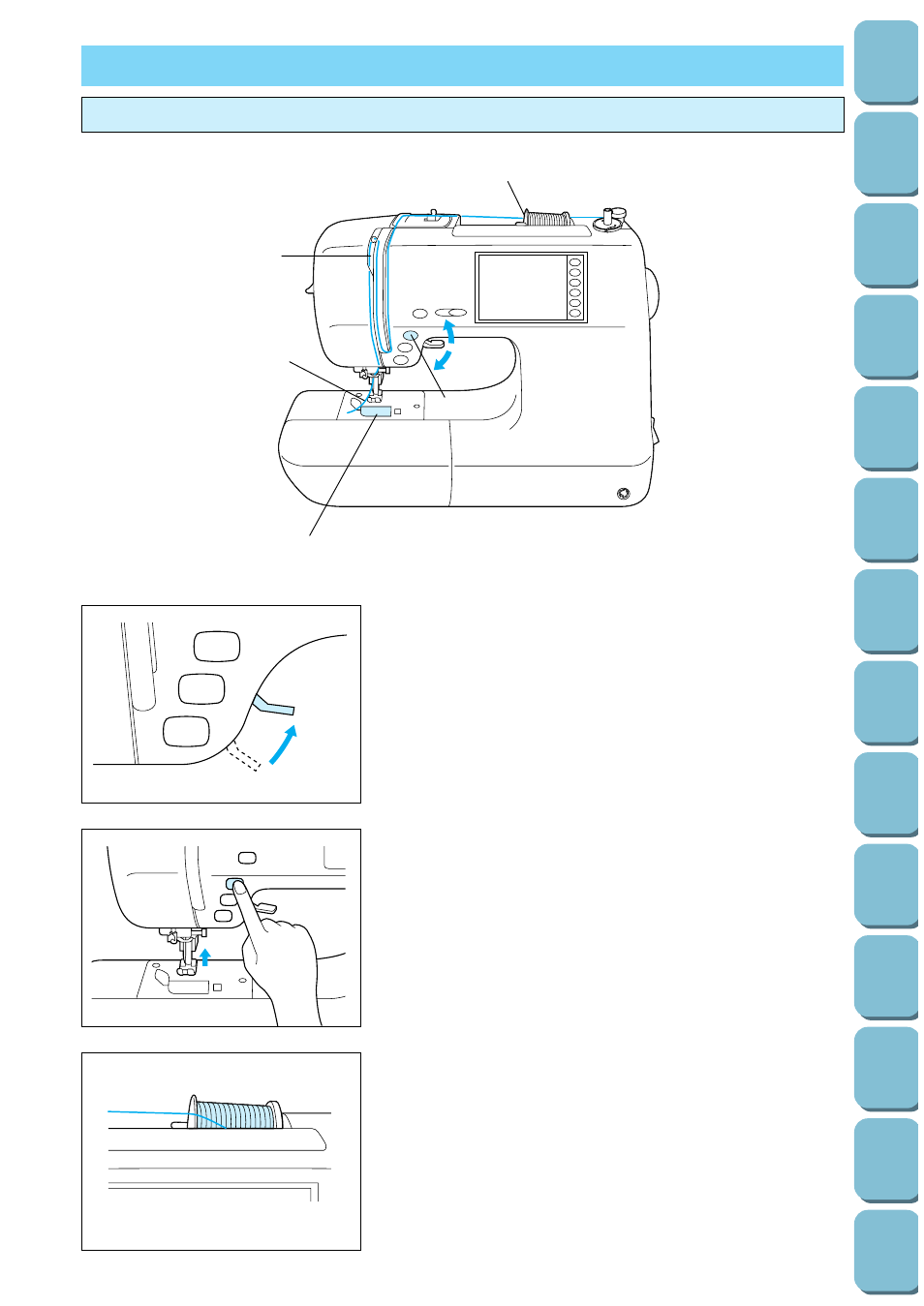 Upper threading | Brother PC-8500 8500D User Manual | Page 22 / 196