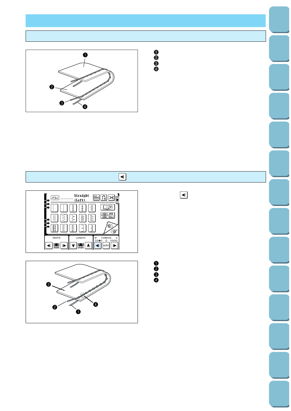 Thread tension, Correct tension loosen tension by touching, Weak) | Correct tension, Loosen tension by touching “ ” (weak) | Brother PC-8500 8500D User Manual | Page 32 / 196