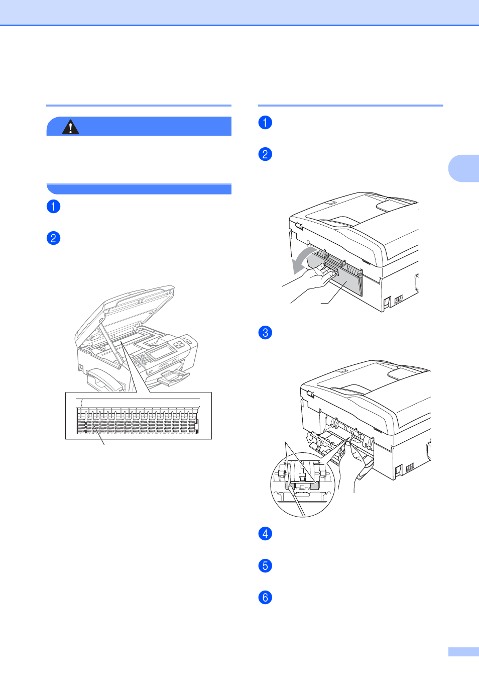 Cleaning the machine’s printer platen, Cleaning the paper pick-up roller, Bcleaning the machine’s printer platen | Brother MFC-790CW User Manual | Page 181 / 240