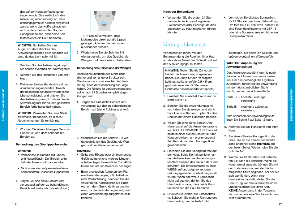 Verträglichkeitstest | Braun Gillette Venus Naked Skin User Manual | Page 10 / 53